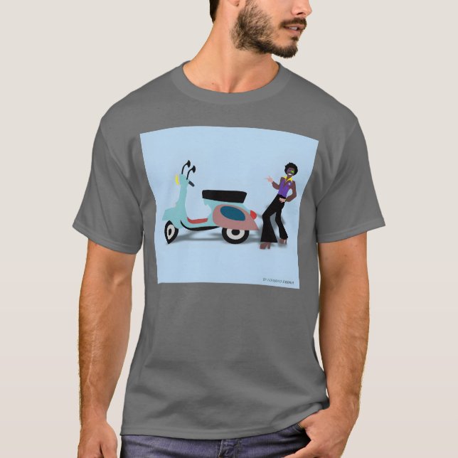 Retro Vespa Style 70s Disco Man Illustration vinta T Shirt (Framsida)