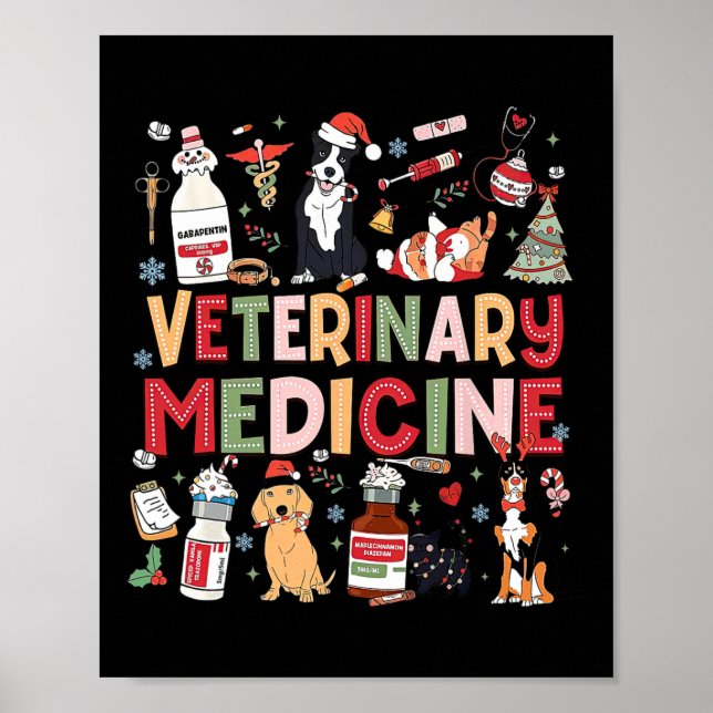 Retro Veterinary Medicine Vet Tech Cat Hund älskar Poster (Framsidan)