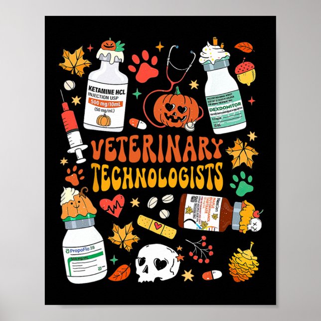 Retro Veterinary Technologists talade Halloween Poster (Framsidan)