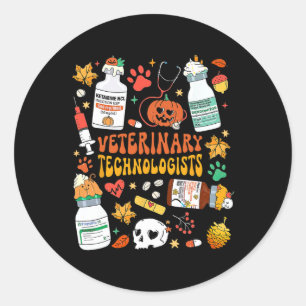 Retro Veterinary Technologists talade Halloween Runt Klistermärke