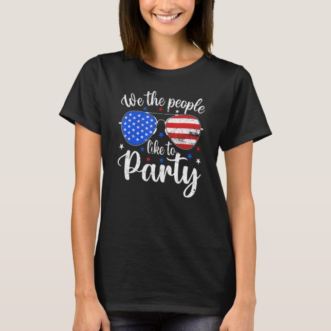 Retro Vi människor tycker om den Party amerikanska T Shirt (Framsida)