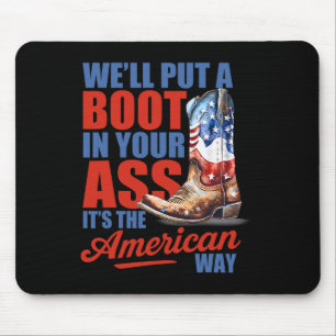 Retro Vi Sätter En Boot Western Cowgirl Usa Flagga Musmatta