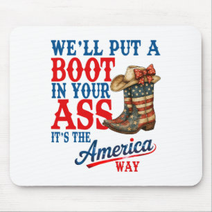 Retro Vi Sätter En Boot Western Cowgirl Usa Flagga Musmatta