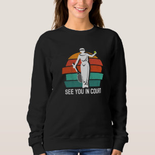 Retro Vi ses i rätten Lady Justice Tennisspelare T Shirt