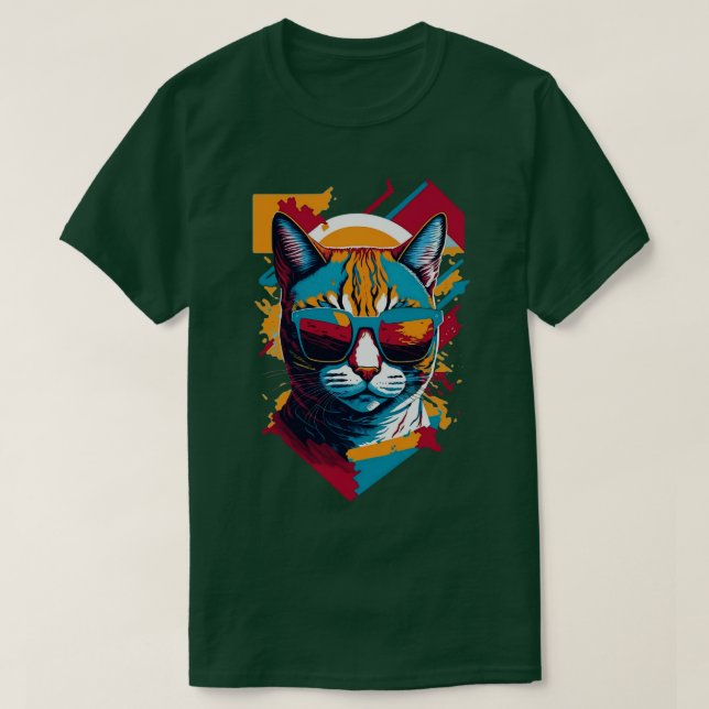 Retro-vibbar och kattflärd Retro cool katt 1 T Shirt (Design framsida)
