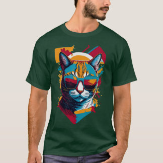 Retro-vibbar och kattflärd Retro cool katt 1 T Shirt