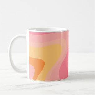 Retro Vibe Abstrakt Swirl 60:s 70-talets Rosa och  Kaffemugg
