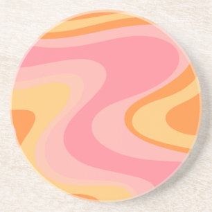 Retro Vibe Abstrakt Swirl 60:s 70-talets Rosa och Underlägg