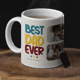 Retro Vibe 'Bästa pappa någonsin' 4 Foto Collage Kaffemugg