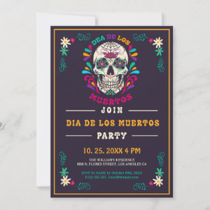 Retro Vibe Day of the dead, Dia De Los Muertos Inbjudningar