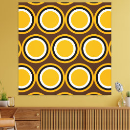 Retro Vibe Gult Brown White Tiled Art Mönster Canvastryck