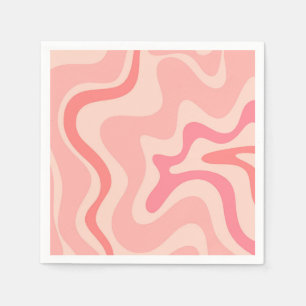 Retro Vibe Liquid Swirl Mönster på Rosa Pappersservett