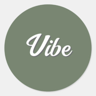 Retro Vibe Olivgrön Enkel Cool Runt Klistermärke