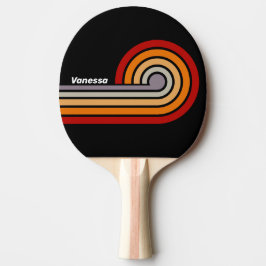 Retro Vibe Rainbow Curl Ränder med Namn Pingisracket