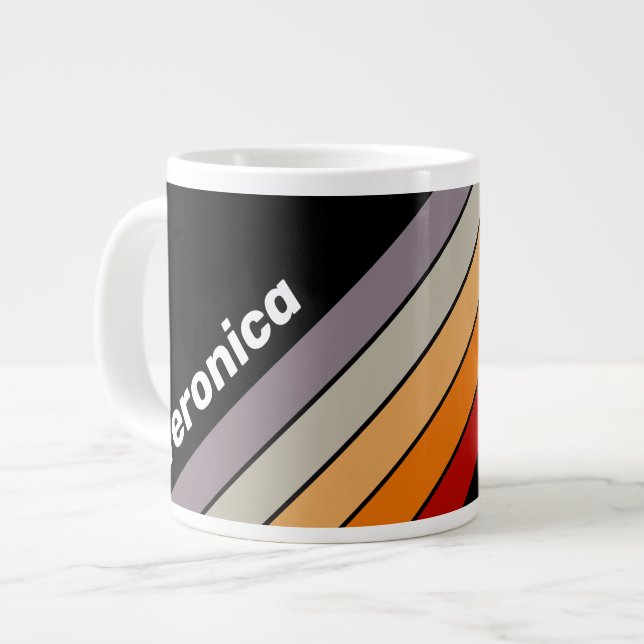 Retro Vibe Randig regnbåge med namn Jumbo Mugg (Framsida vänster)