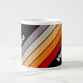 Retro Vibe Randig regnbåge med namn Jumbo Mugg