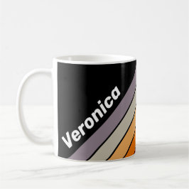 Retro Vibe Randig regnbåge med namn Kaffemugg