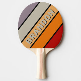 Retro Vibe Regnbåge Feta Ränder med Namn Pingisracket