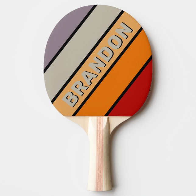 Retro Vibe Regnbåge Feta Ränder med Namn Pingisracket (Framsidan)