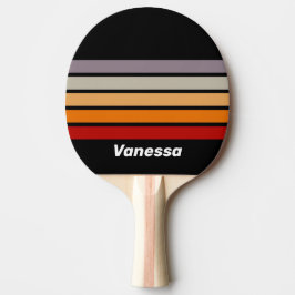 Retro Vibe Regnbåge Tvärs över Randigt med Namn Pingisracket