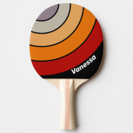 Retro Vibe Regnbågscirkelrand med namn Pingisracket