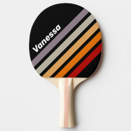 Retro Vibe Regnbågsrandiga ränder med namn Pingisracket