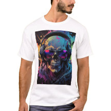 Retro Vibe Skull T-Shirt Design med Music Flair