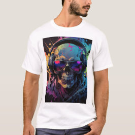 Retro Vibe Skull T-Shirt Design med Music Flair