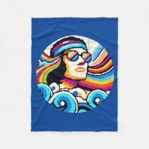 Retro Vibes - 70:e Groovy Pixel Art för Hobby Älsk Fleecefilt