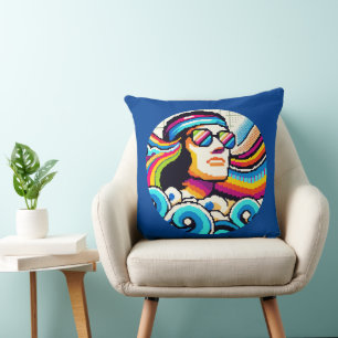 Retro Vibes - 70:e Groovy Pixel Art för Hobby Älsk Kudde