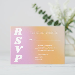 Retro Vibes Abstrakt Rosa Orange Gradient Bröllop OSA Kort