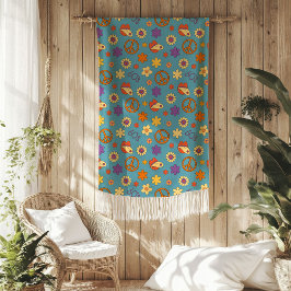 Retro Vibes Blanket Pastel Funky 70s Style Fleecefilt