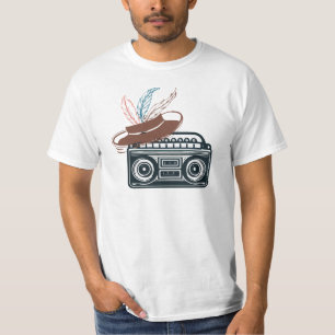 "Retro Vibes: Boombox & Feasted Hat" T Shirt