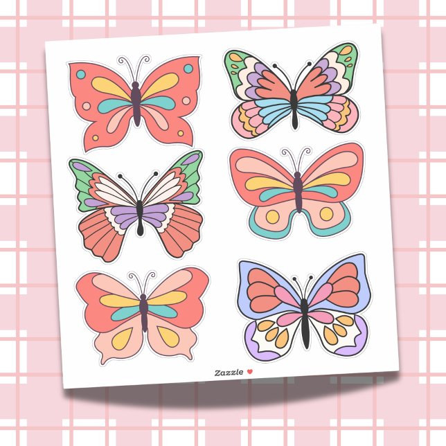 Retro Vibes Fjäril Skräddarsnitt Vinyldekaler Klistermärken (Flutter into Fun with These Groovy Butterflies!)