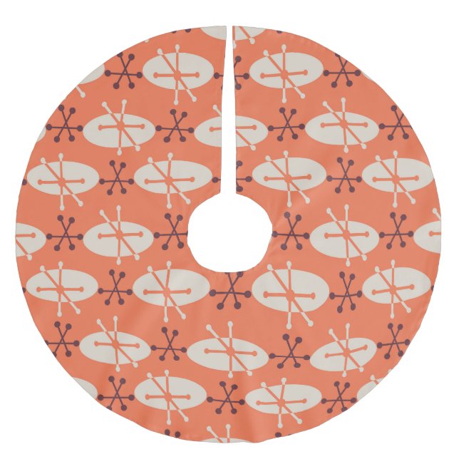 Retro Vibes: Geometric Burst Mönster Julgransmatta Borstad Polyester (Framsidan)