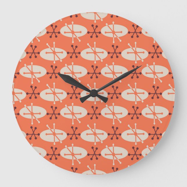 Retro Vibes: Geometric Burst Mönster Stor Klocka (Framsida)