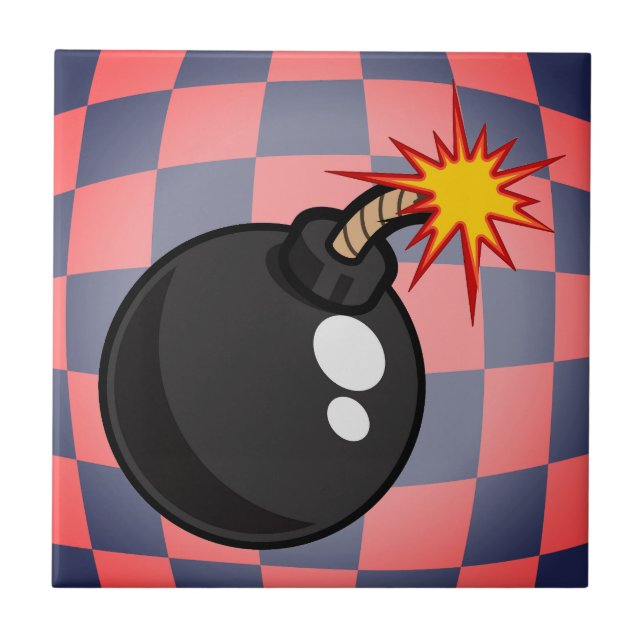 Retro Vibes - Ljusstrålande bomber Kakelplatta (Framsidan)