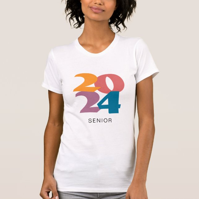 Retro Vibes Studenten 2024 Senior Personlig T Shirt (Framsida)