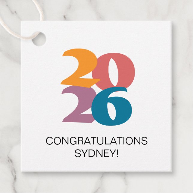 Retro Vibes Studenten Firande Party Gåvor Etiketter (Framsida)