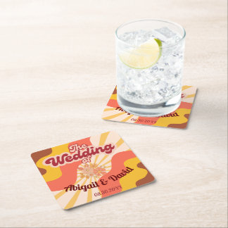 Retro Vibes Vintage bröllop Underlägg Papper Kvadrat