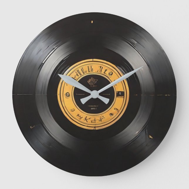 Retro Vibes: Vinylpost Stor Klocka (Framsida)
