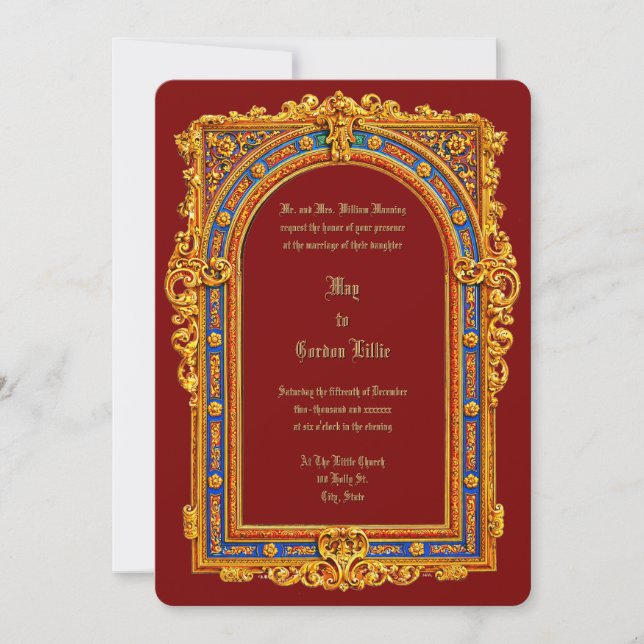 Retro Victorian Era 1887 Arched Frame Wedding Inbjudningar (Framsida)