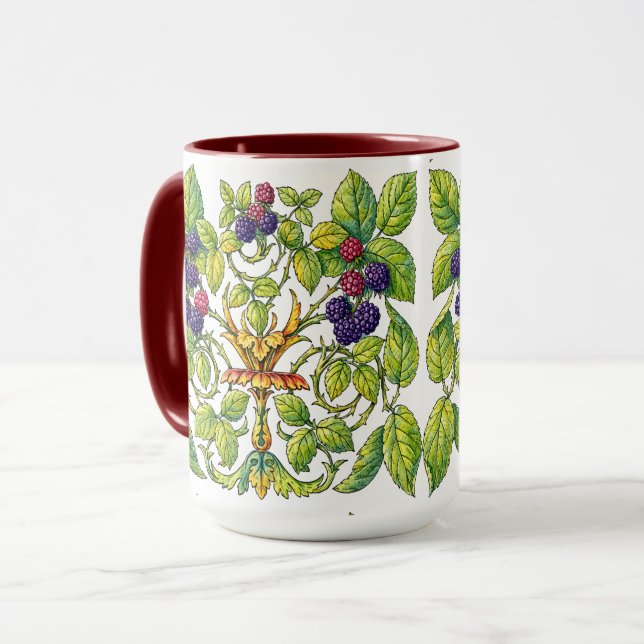 Retro Victorian Era Blackberries Mugg (Framsida vänster)