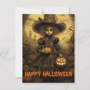 Retro Victorian Photography Halloween bad häxa Vykort