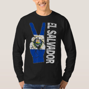 Retro Victory Two Finger El Salvador Flagga Patrio T Shirt