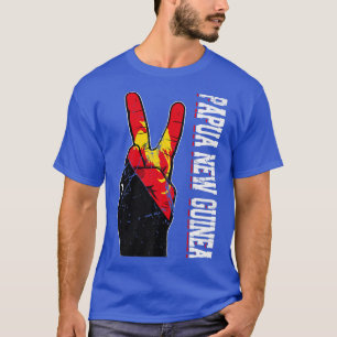 Retro Victory Two Finger Papua Nya Guinea Flagga P T Shirt