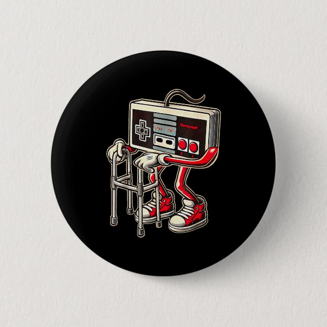 Retro Video Game Controller With Walker Funny Game Knapp (Framsida)