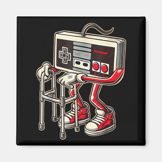 Retro Video Game Controller With Walker Funny Game Magnet (Framsidan)