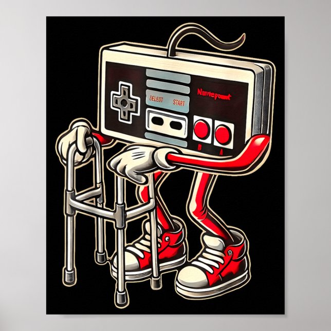 Retro Video Game Controller With Walker Funny Game Poster (Framsidan)