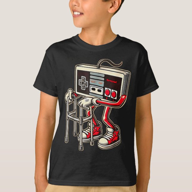 Retro Video Game Controller With Walker Funny Game T Shirt (Framsida)
